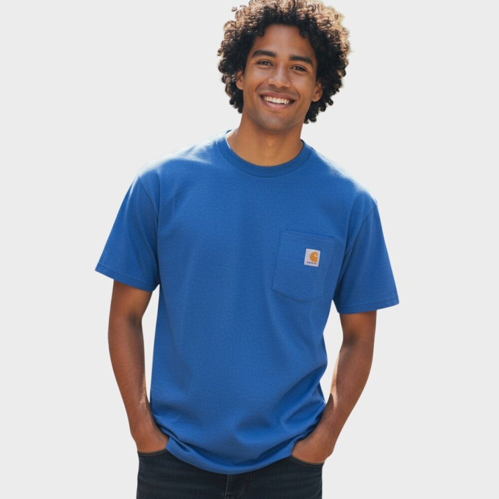 Carhartt Shirt Mens XL Blue Loose Fit Pocket Tee Utility Workwear K87 M